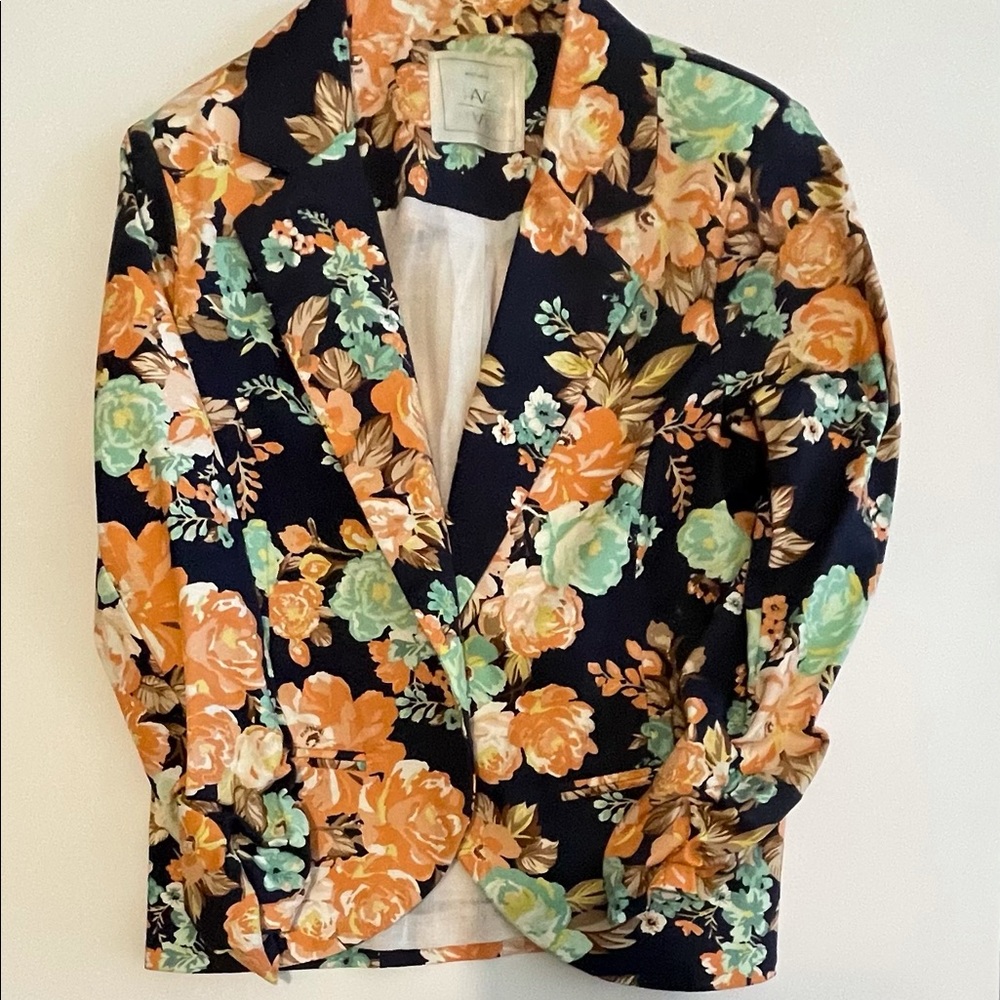 Simons_Floral Print Office Crop Blazer Jacket